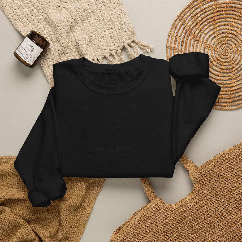 Kitchen Creeper Crewneck Sweatshirt — Minimal White Cozy Pullover