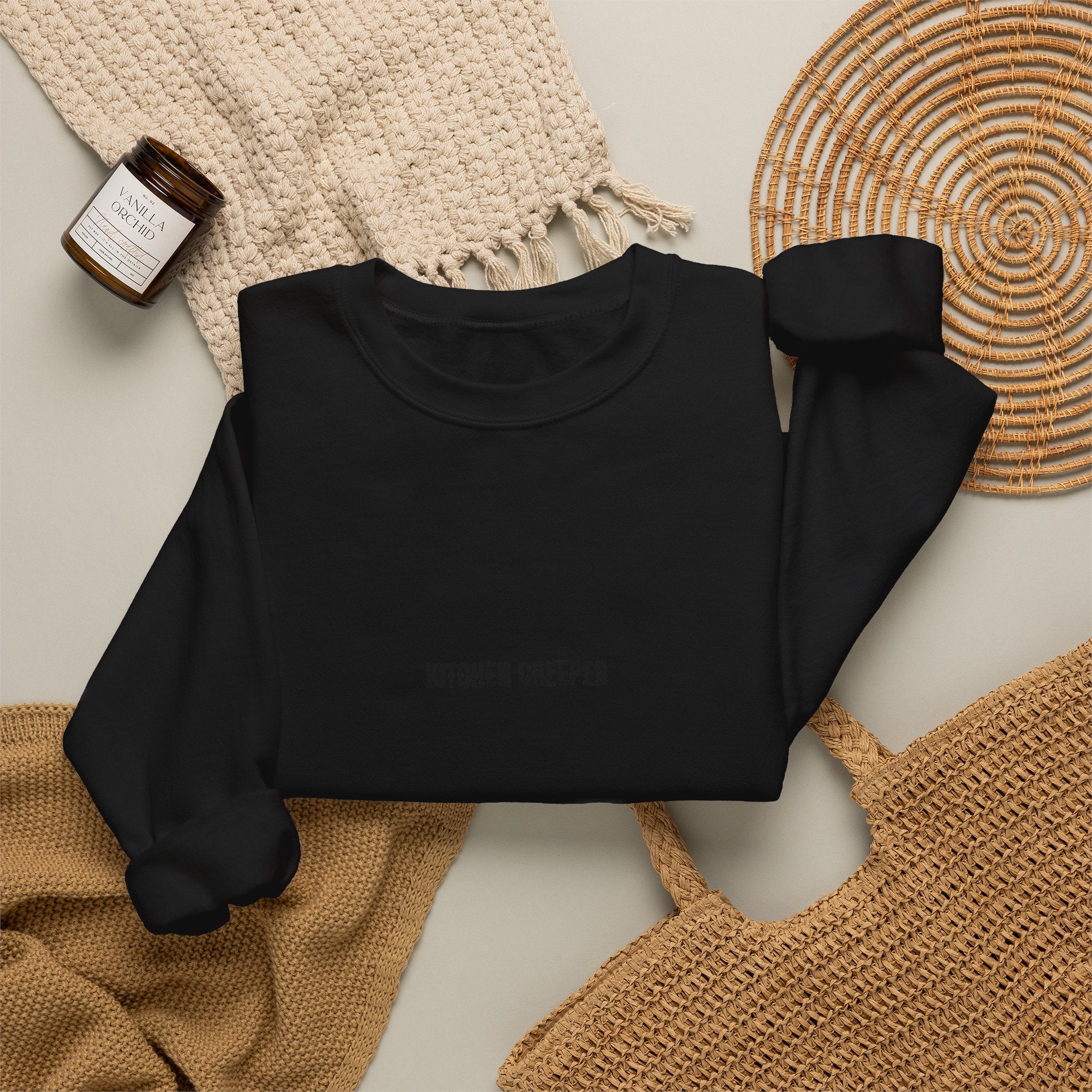 Kitchen Creeper Crewneck Sweatshirt — Minimal White Cozy Pullover