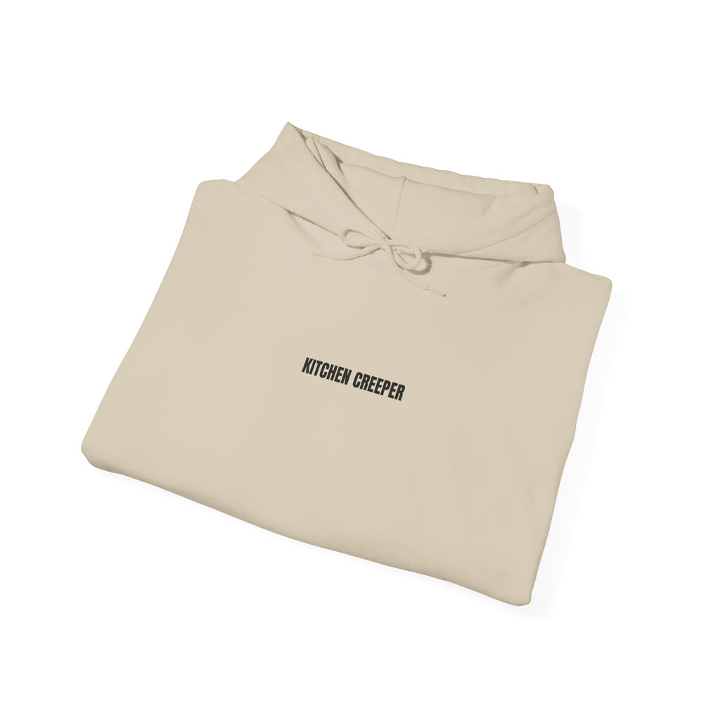 Kitchen Dweller Hoodie — Minimalist Small Text Pullover for Home Cooks
