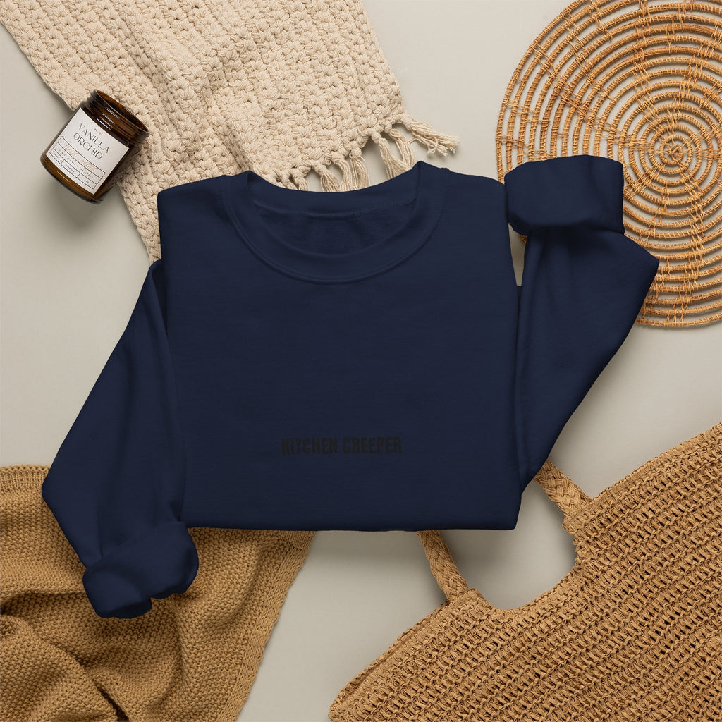 Kitchen Creeper Crewneck Sweatshirt — Minimal White Cozy Pullover
